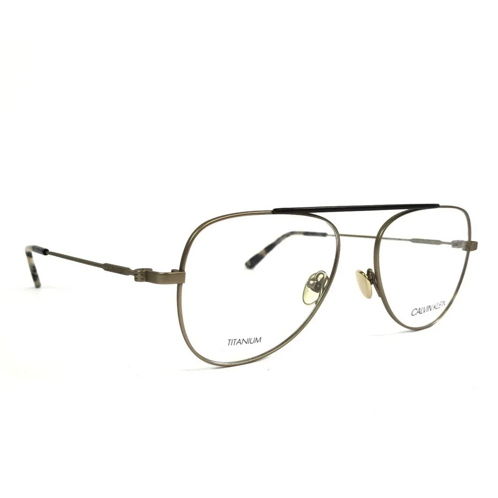 Calvin Klein Eyeglasses Frames CK19152 716 Satin Gold Aviator Titanium 54-17-145